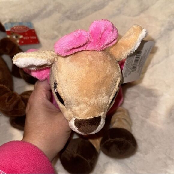 DunDee Set of Boy & Girl Rudolph Red-Nosed Reindeer Plush Squeaky Dog Toys - Picture 8 of 10